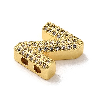 Brass Micro Pave Clear Cubic Zirconia Charms ZIRC-C009-01G-Z-1