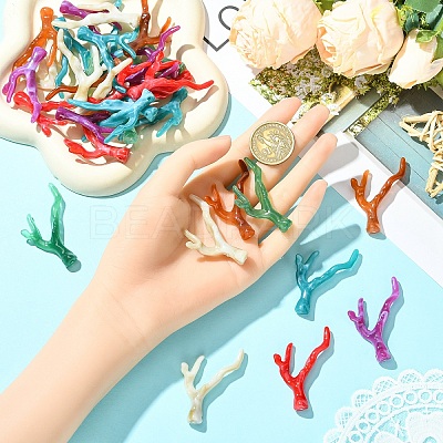 60Pcs 6 Colors Acrylic Pendants OACR-YW0003-18-1