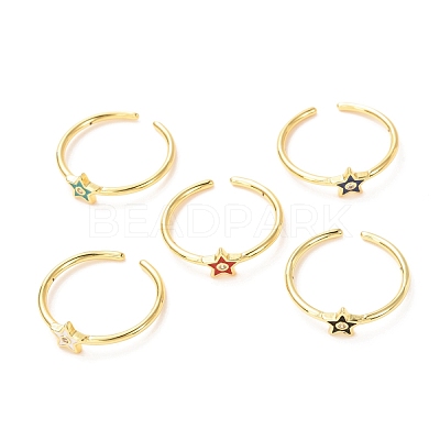 Star Golden Cuff Rings for Women KK-G404-09-1