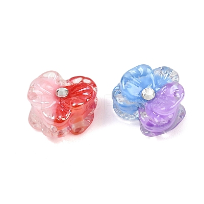 Two Tone Transparent Resin & Rhinestone Beads RE-CBAC4C7-04-1