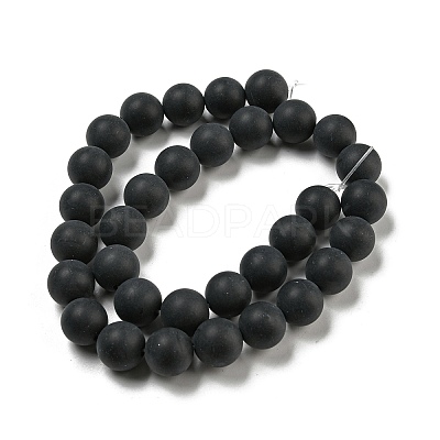 Grade A Natural Black Agate Beads Strands G447-6-1