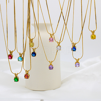 Real 18K Gold Plated 201 Stainless Steel Pendant Necklaces CP2918-11-1