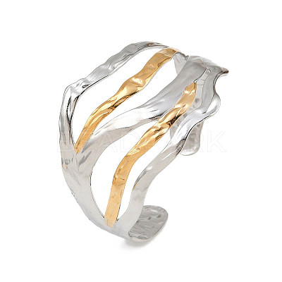 304 Stainless Steel Cuff Bangles for Women BJEW-G757-03GP-1