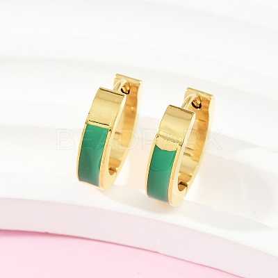 304 Stainless Steel Enamel Hoop Earrings EJEW-K268-19G-02-1