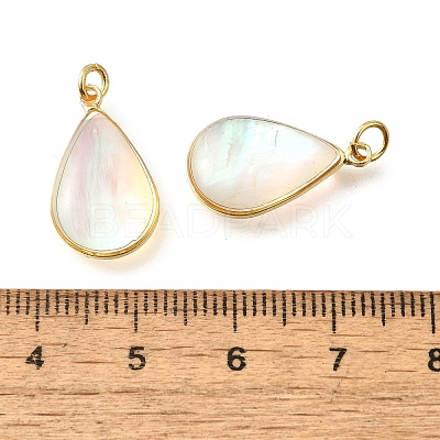 Natural White Shell & Epoxy Resin Pendants KK-E794-02G-01-1