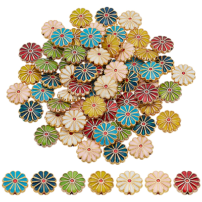 70Pcs 7 Colors Alloy Enamel Beads ENAM-PH0002-89-1