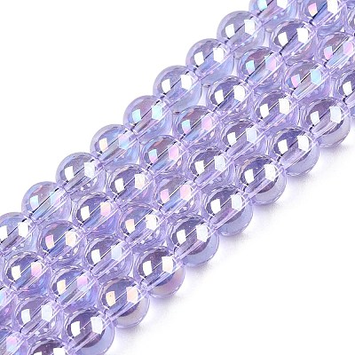 Electroplate Transparent Glass Beads Strands X-GLAA-T032-T6mm-AB01-1