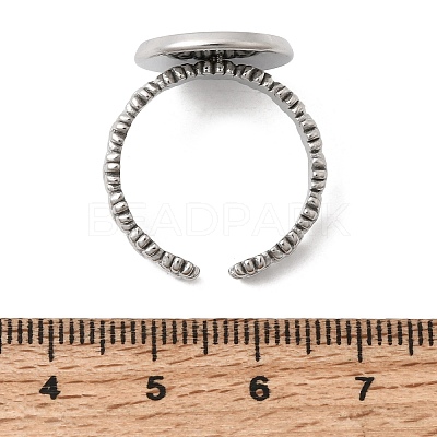 Flower 304 Stainless Steel Cuff Ring Components STAS-P454-05D-P-1