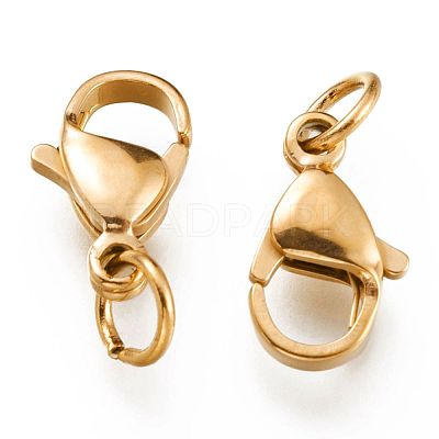 Ion Plating(IP) 304 Stainless Steel Lobster Claw Clasps STAS-G240-01D-G-1