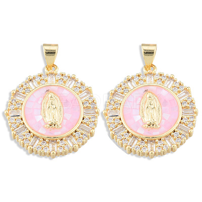 Brass Micro Pave Clear Cubic Zirconia Pendants KK-N227-100-1