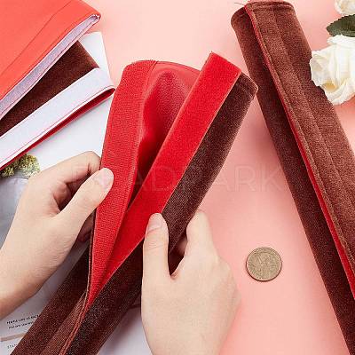 2 Pairs 2 Style Pleuche with PU Leather Door Handle Protective Casing AJEW-GF0003-07C-1