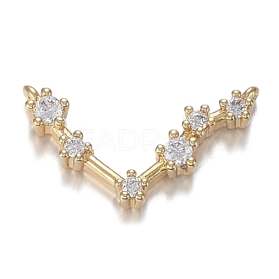 Brass Micro Clear Cubic Zirconia Pendants ZIRC-F120-019G-02-1