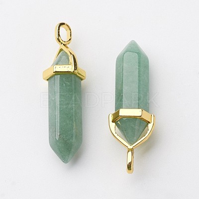 Natural Green Aventurine Double Terminated Pointed Pendants G-G902-B16-1