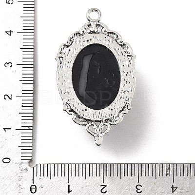 Gothic Style Oval with Skull Alloy Resin Pendants PALLOY-V007-04AS-02-1