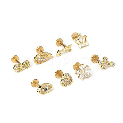 Brass Micro Pave Clear Cubic Zirconia Cartilage Earrings WGF4DCF-12-1