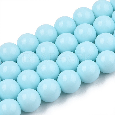 Opaque Solid Color Glass Beads Strands GLAA-T032-P8mm-10-1