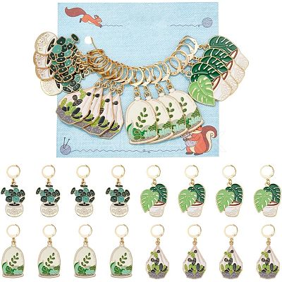Pot Culture Alloy Enamel Pendant Stitch Markers HJEW-AB00476-1