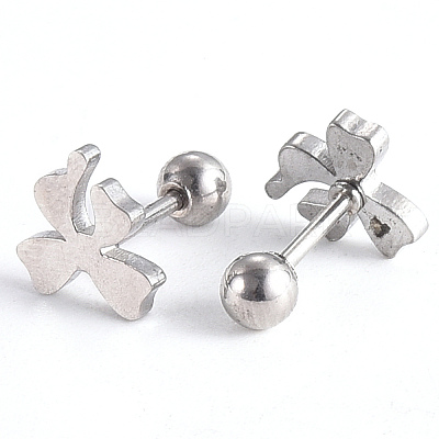 Tarnish Resistant 201 Stainless Steel Barbell Cartilage Earrings EJEW-R147-06-1