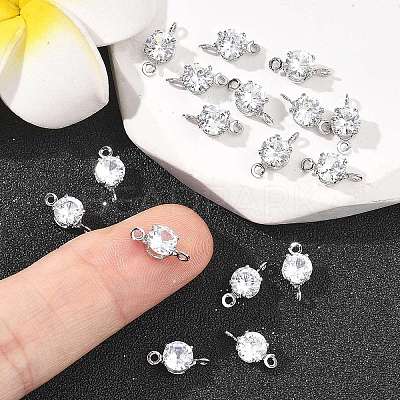 SHEGRACE Brass Pave Cubic Zirconia Flat Round Connector Charms XGRQ2O361-435A-P-1