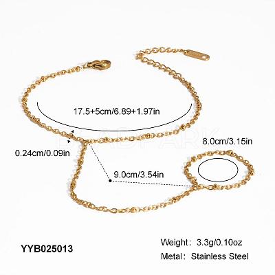 304 Stainless Steel Cable Chain Finger Ring Bracelets for Women XO2335-1-1