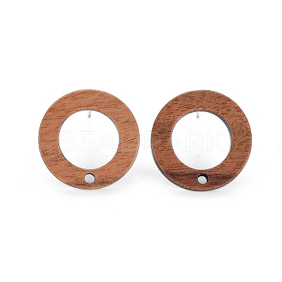 Walnut Wood Stud Earring X-MAK-N032-035-1