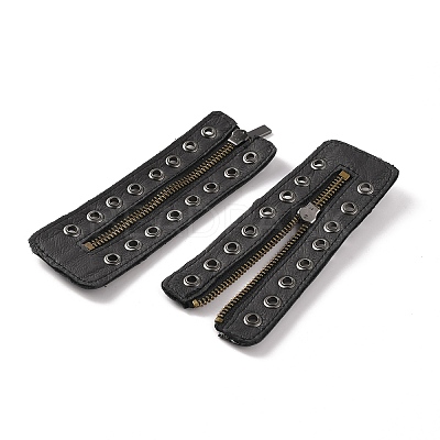 PU Leather Lace-in Boot Zipper Inserts DIY-WH0387-37A-01-1