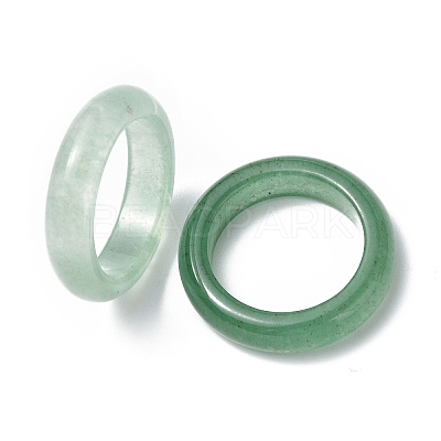 Natural Green Aventurine Plain Band Ring RJEW-P044-01A-06-1