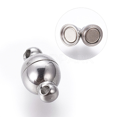 Non-Tarnish 304 Stainless Steel Magnetic Clasps X-STAS-K006-6mm-04C-1