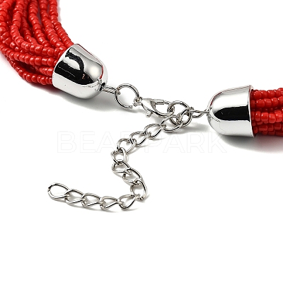 Bohemia Style Glass Seed Bead Multi-strand Necklaces NJEW-H063-01P-04-1