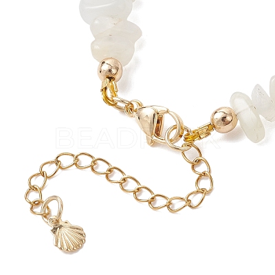 Natural White Moonstone Chip Beaded Bracelets for Women BJEW-JB12309-02-1