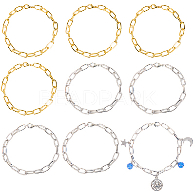 20Pcs 2 Colors Iron Cable Chain Bracelets for Women Men BJEW-SC0001-41-1