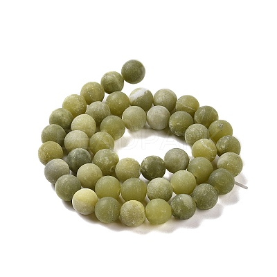 Round Frosted Natural TaiWan Jade Bead Strands X-G-M248-6mm-02-1