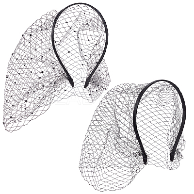 2Pcs 2 Colors Mesh Veil Cloth Hair Bands FIND-OC0003-95A-1