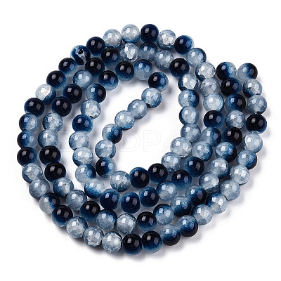 Crackle Baking Paint Imitation Jade Glass Beads Strands X1-DGLA-T003-8mm-15-1