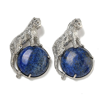 Dyed Natural Lapis Lazuli Half Round Pendants G-F766-06AS-04-1