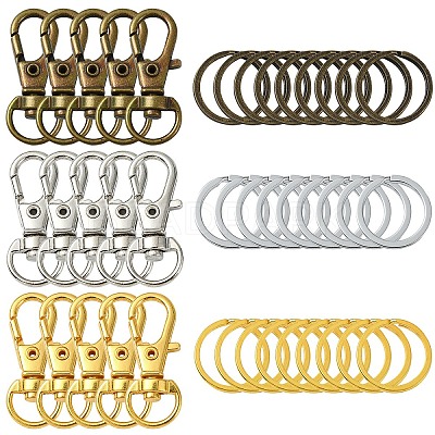 DIY Alloy Swivel Lobster Claw Clasps & Iron Split Key Rings Keychain Finding Kits DIY-YW0010-44AB-1