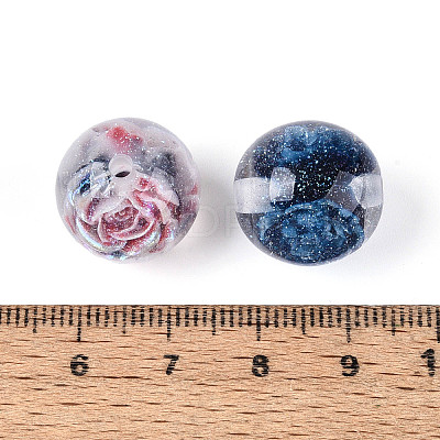 Transparent Inner Flower Resin Beads X-RESI-T061-08M-1