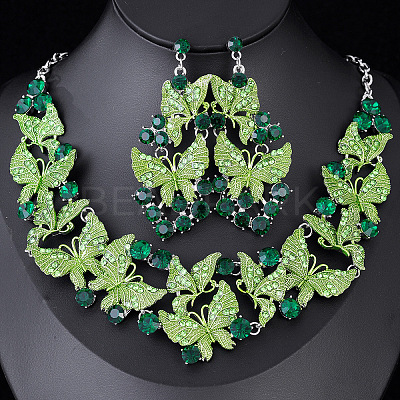 Alloy Enamel & Rhinestone Pendant Necklaces & Stud Dangle Earrings FS-WG46FE4-04-1