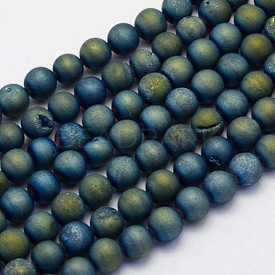 Electroplate Natural Druzy Agate Beads Strands G-G708-12mm-10-1