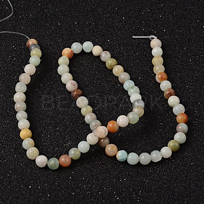 Natural Flower Amazonite Round Bead Strands X-G-D608-8mm-1