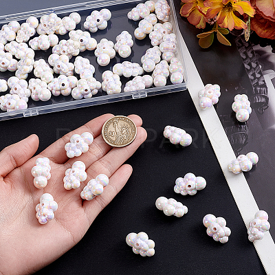 50Pcs UV Plating Iridescent Acrylic Bead OACR-GO0001-02-1