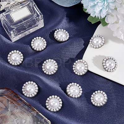 Plastic Imitation Pearl Shank Buttons FIND-NB0003-71P-1