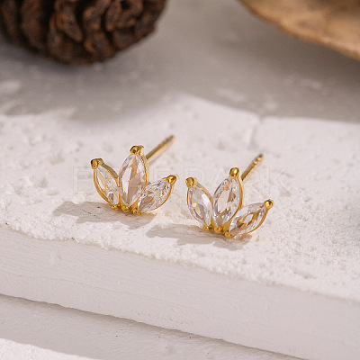 304 Stainless Steel Flower Stud Earrings X-WA7046-1