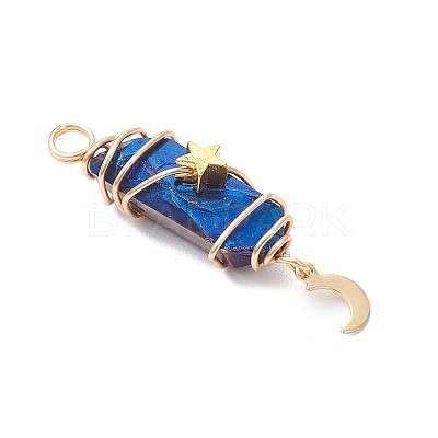 3Pcs 3 Styles Electroplated Natural Quartz Crystal Pointed Copper Wire Wrapped Pendants PALLOY-JF03766-03-1