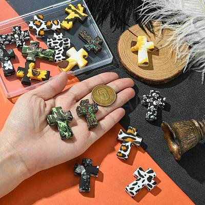 16Pcs 8 Styles Cross Silicone Focal Beads SIL-CJ0002-47-1