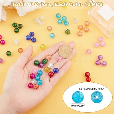 Spray Painted Transparent Crackle Glass Beads Strands CCG-X0002-10mm-B-1
