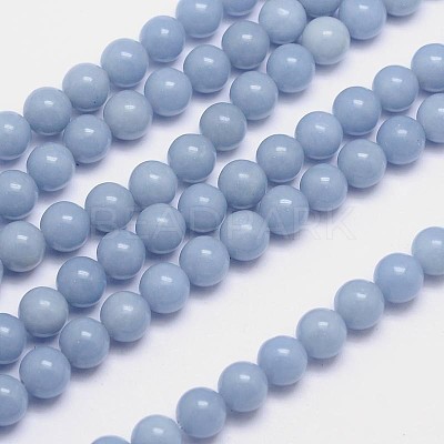 Natural Angelite Beads Strands G-L411-18-8mm-1