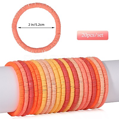 Polymer Clay Heishi Surfer Stretch Bracelets Set BJEW-SW00126-1