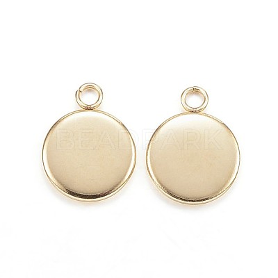 Ion Plating(IP) 304 Stainless Steel Pendant Cabochon Settings X-STAS-G127-13-8mm-G-1