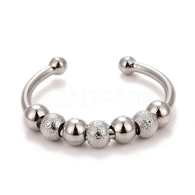Brass Rotating Beaded Cuff Rings RJEW-F120-01P-1